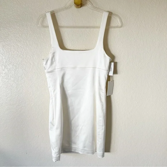 Aritzia Cream Square Neck Fitted Mini Dress - Picture 12 of 13
